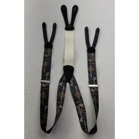 Vintage Trafalgar Men's OS Suspenders New Years Eve 2000 Y2K Count Down Leather